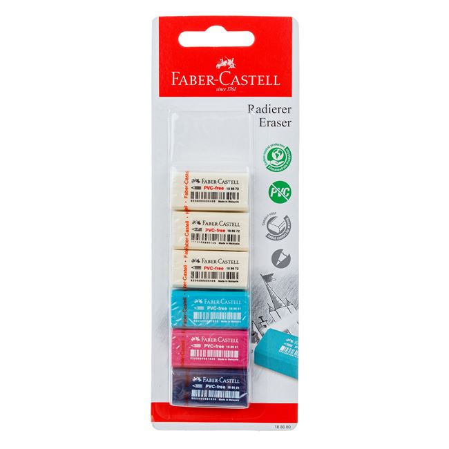 Különböző színű radírok Faber Castell - 6db